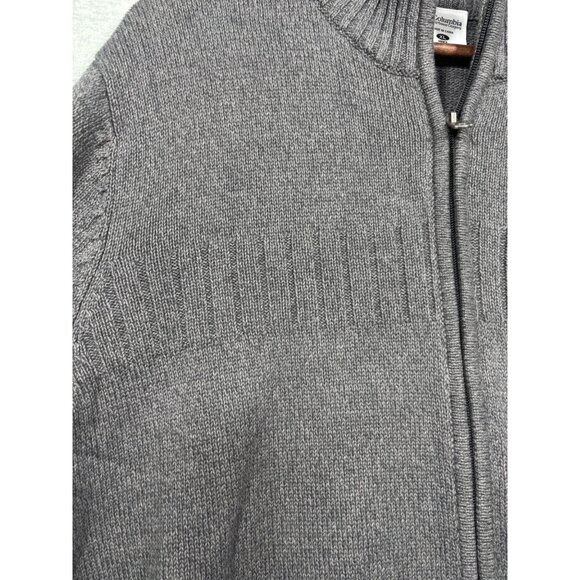 Columbia Mens Sweater XL Gray Full Zip Cotton Knit Cardigan - Picture 3 of 6